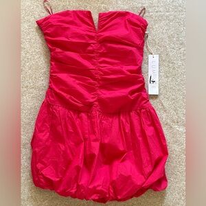 Lumiere Fuchsia Pink Bubble Hem Strapless Dress Size Medium Spring Bridal